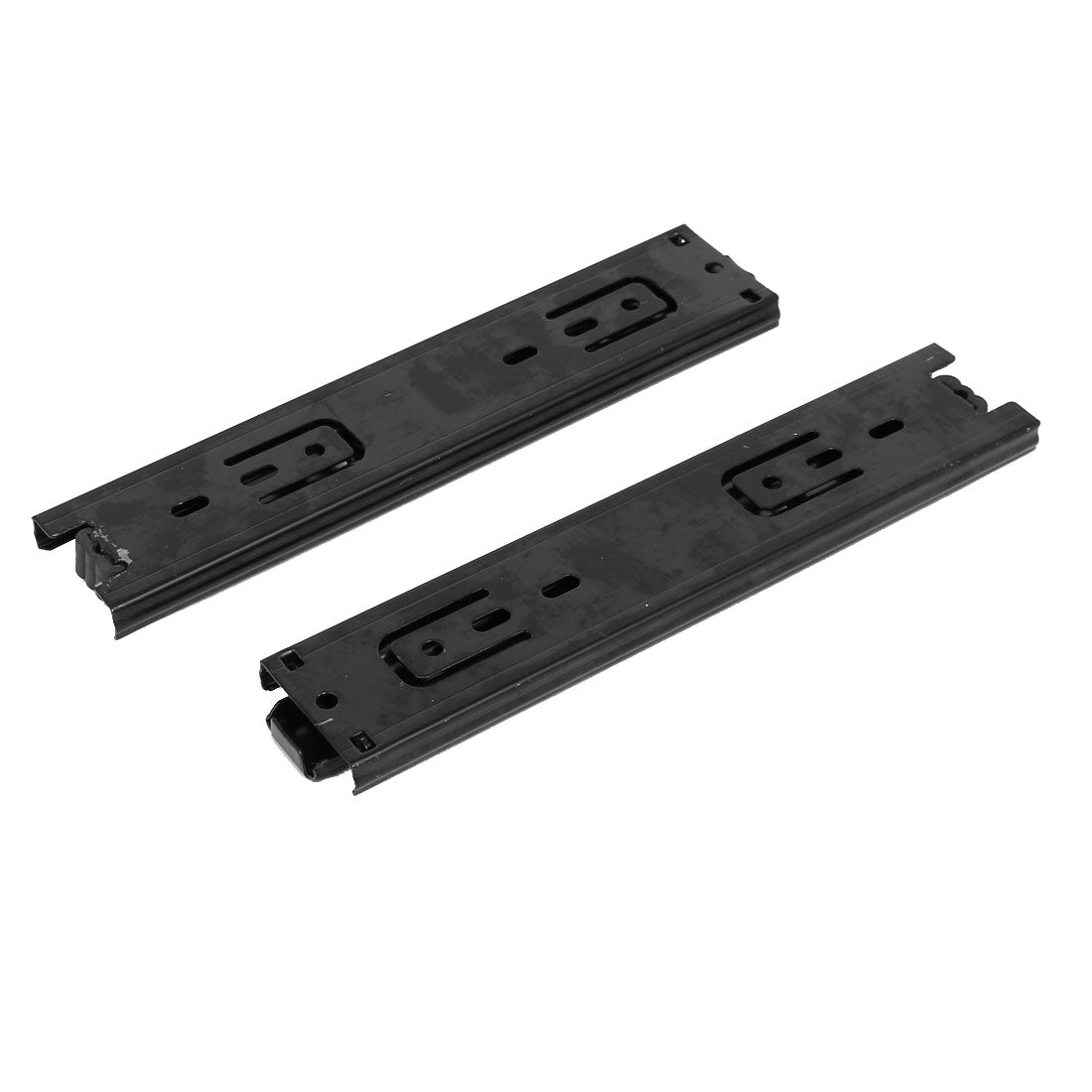 uxcell Uxcell 8-inch 3 Fold Side Mount Full Extension Ball Bearing Drawer Slides Black 2pcs