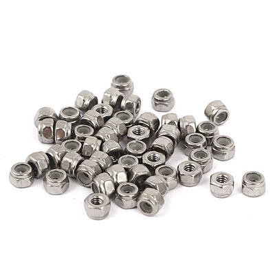 Harfington Uxcell M2 304 Stainless Steel Nylock Self-Locking Nylon Insert Hex Lock Nuts 50pcs