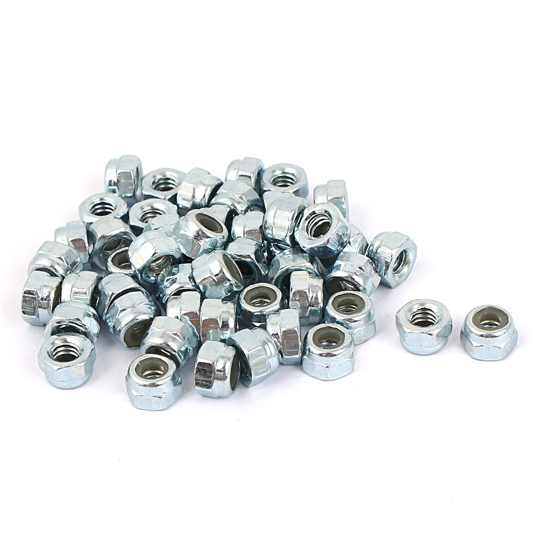 uxcell Uxcell 5/32"-32 Hex Lock Nuts Carbon Steel Nylon Insert Self-Lock Nuts, 50Pcs Silver