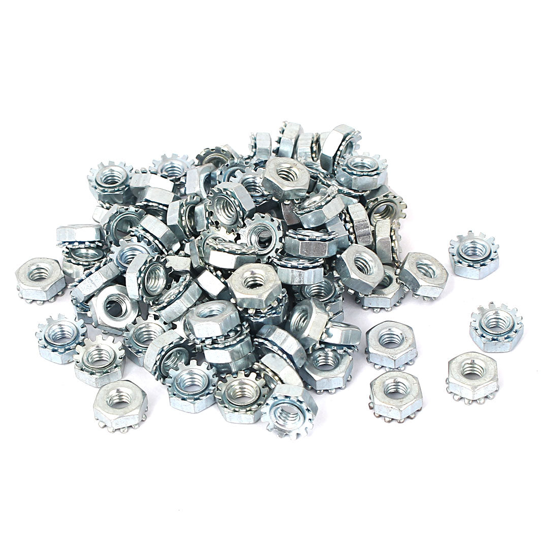 uxcell Uxcell 8#-32 Female Thread Zinc Plated Kep Hex Star Lock Nut 100pcs