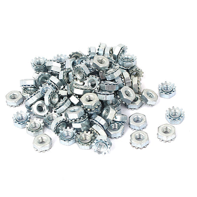 Harfington Uxcell 8#-32 Female Thread Zinc Plated Kep Hex Star Lock Nut 100pcs