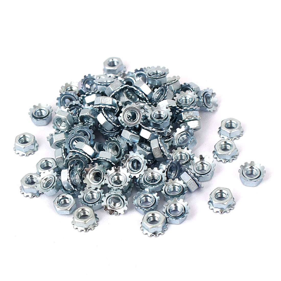 uxcell Uxcell M3 Female Thread Zinc Plated Kep Hex Star Lock Nut 100pcs