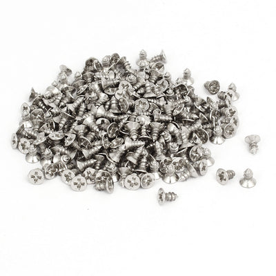 Harfington Uxcell M3 x 6mm Phillips Flat Head Self Tapping Screws Silver Tone 260pcs