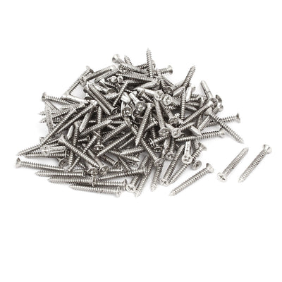 Harfington Uxcell M3 x 25mm Phillips Flat Head Self Tapping Screws Silver Tone 180pcs