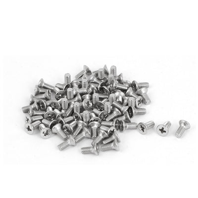 Harfington Uxcell M2.5 x 6mm 316 Stainless Steel Phillips Drive Machine Flat Head Screws 75 Pcs