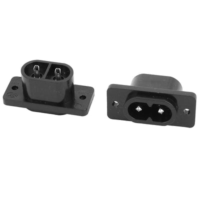 Harfington Uxcell 2 Pcs AC 250V 2.5A IEC320 C8 Male Inlet Power Socket Connector Adapter Black