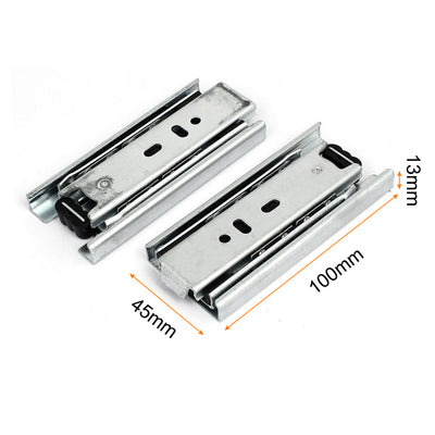 Harfington Uxcell 4-inch 3 Sections Telescoping Ball Bearing Damper Drawer Slide Silver Tone 2pcs