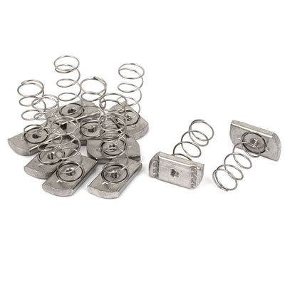 Harfington Uxcell M6 304 Stainless Steel Long Spring Strut Channel Nuts Silver Tone 10 Pcs