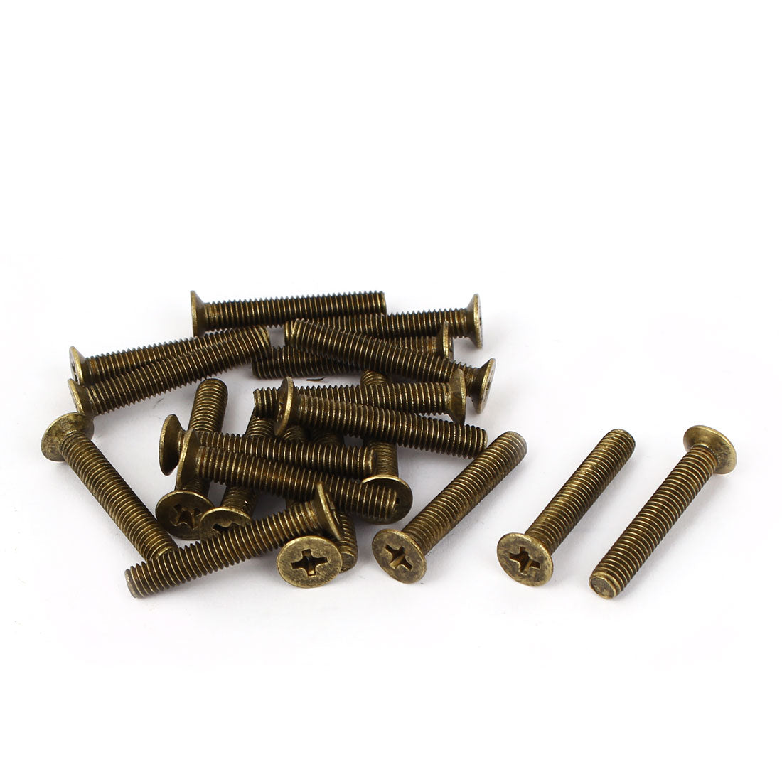 uxcell Uxcell M5 x 30mm GB819 Phillips Flat Head Countersunk Screws Brass Tone 20 Pcs