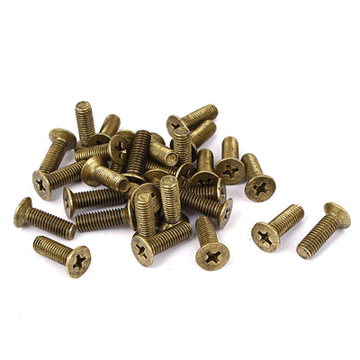 Harfington Uxcell M5 x 16mm Brass Metric Phillips Head Countersunk Screws GB819 30 Pcs