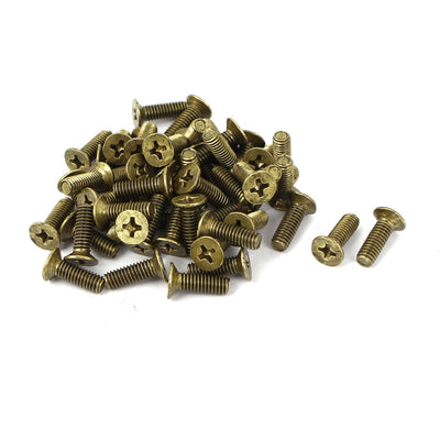 Harfington Uxcell M4 x 12mm Brass Phillips Drive Fastening Countersunk Screws GB819 50 Pcs