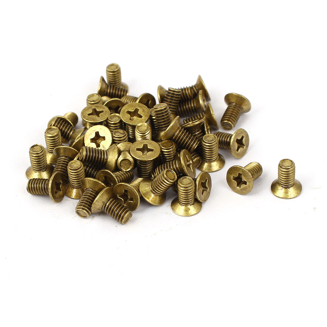 uxcell Uxcell M4 x 0.7mm Pitch GB819 Brass Metric Phillips Flat Head Countersunk Screws 50 Pcs