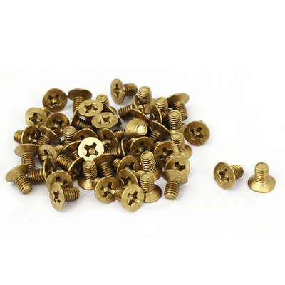 Harfington Uxcell M3 x 5mm Brass Phillips Drive Flat Head Countersunk Screws GB819 50 Pcs