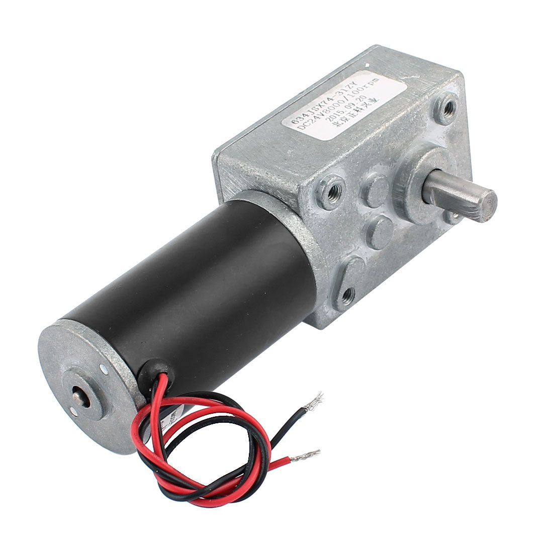 uxcell Uxcell DC 24V 100RPM 8mmx15mm Dual D-Shape Shaft Electric Power Turbo Worm Geared Motor