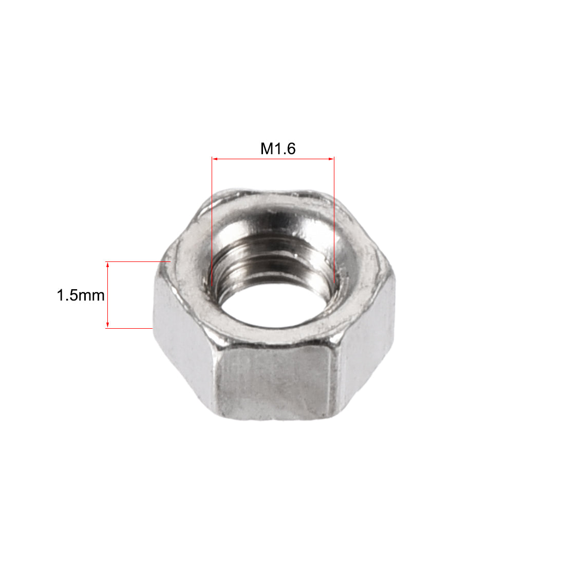 uxcell Uxcell M1.6 x 1.5mm Nickel Plated Internal Threaded Hexagon Hex Nuts DIN 934 1000PCS