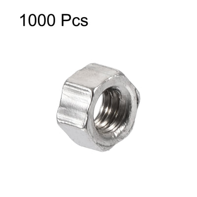 Harfington Uxcell M1.6 x 1.5mm Nickel Plated Internal Threaded Hexagon Hex Nuts DIN 934 1000PCS