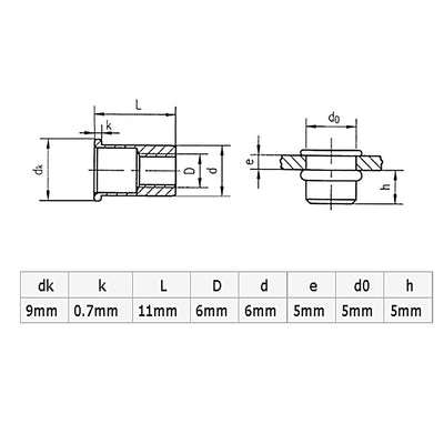 Harfington Uxcell M4 Stainless Steel Flat Head Rivet Nut Insert Nutsert Silver Tone 50pcs