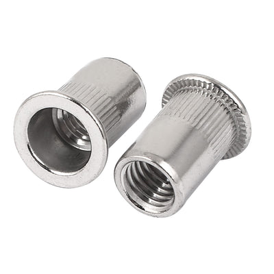 Harfington Uxcell M10 Stainless Steel Flat Head Rivet Nut Insert  Silver Tone 50pcs