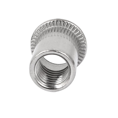 Harfington Uxcell M10 Stainless Steel Flat Head Rivet Nut Insert  Silver Tone 50pcs