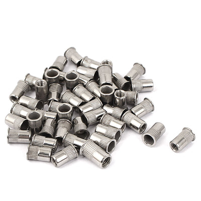 Harfington Uxcell M4 304 Stainless Steel Rivet Nut Insert Dadi Silver Tone 50pcs