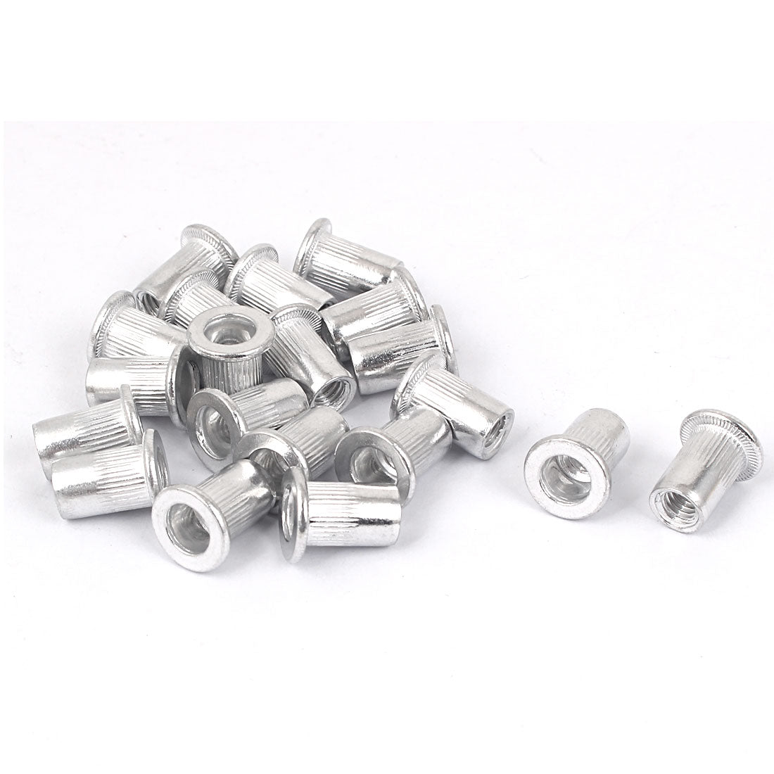 uxcell Uxcell M6  Aluminum Flat Head Rivet Nut Insert  Silver Tone 20pcs