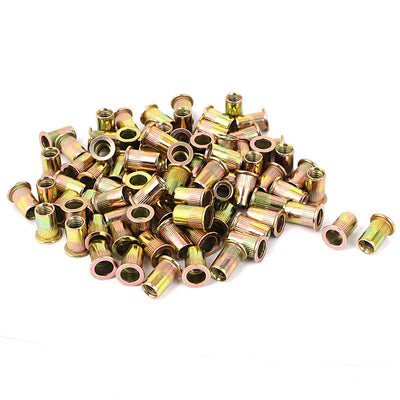 Harfington Uxcell 5/16"-18  Flat Head Rivet Nut Insert Nutsert Gold Tone 100pcs