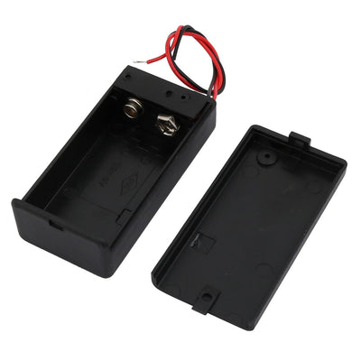 Harfington Uxcell 4Pcs Dual Wires Battery Covered Holder Box Case w ON/OFF Switch for 9V Batteries