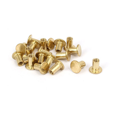 Harfington Uxcell Photo Album Metal Brass Plated Binding Screw Post Barrel Nut 5mmx8mm 20pcs