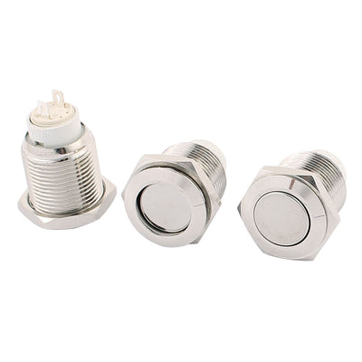 Harfington Uxcell 3Pcs DC 12V 3A Panel Mounting SPST Latching Metal Push Button Switch