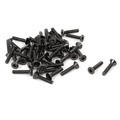 Harfington Uxcell M2x10mm Metal Nickle Plated Grade 10.9 Flat Head Hex Socket Cap Screw Bolt 50pcs