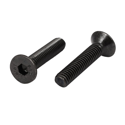 Harfington Uxcell M6x30mm Black Nickle Plated Grade 10.9 Flat Head Hex Socket Cap Screw Bolt 25pcs