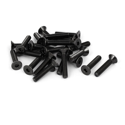 Harfington Uxcell M6x30mm Black Nickle Plated Grade 10.9 Flat Head Hex Socket Cap Screw Bolt 25pcs