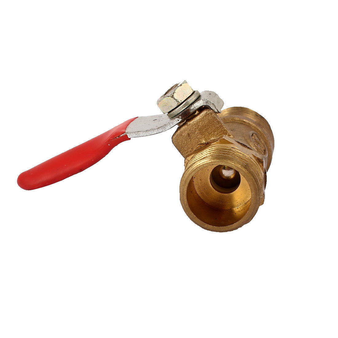 uxcell Uxcell 3/8BSP Male Thread Connector Full Port Hand Lever Shut Off Ball Valve Brass Tone