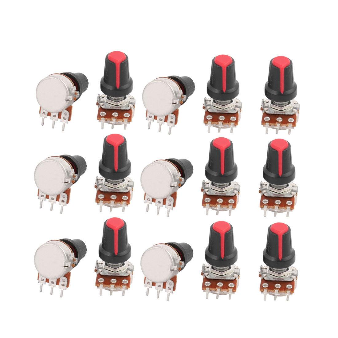 uxcell Uxcell 15pcs B100K Ohm 3 Terminals Rotary Knob Audio Single Linear Potentiometer