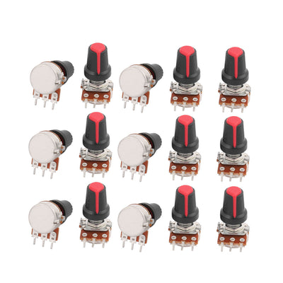 Harfington Uxcell 15pcs B100K Ohm 3 Terminals Drehpotentiometer Audio Single Linearpotentiometer