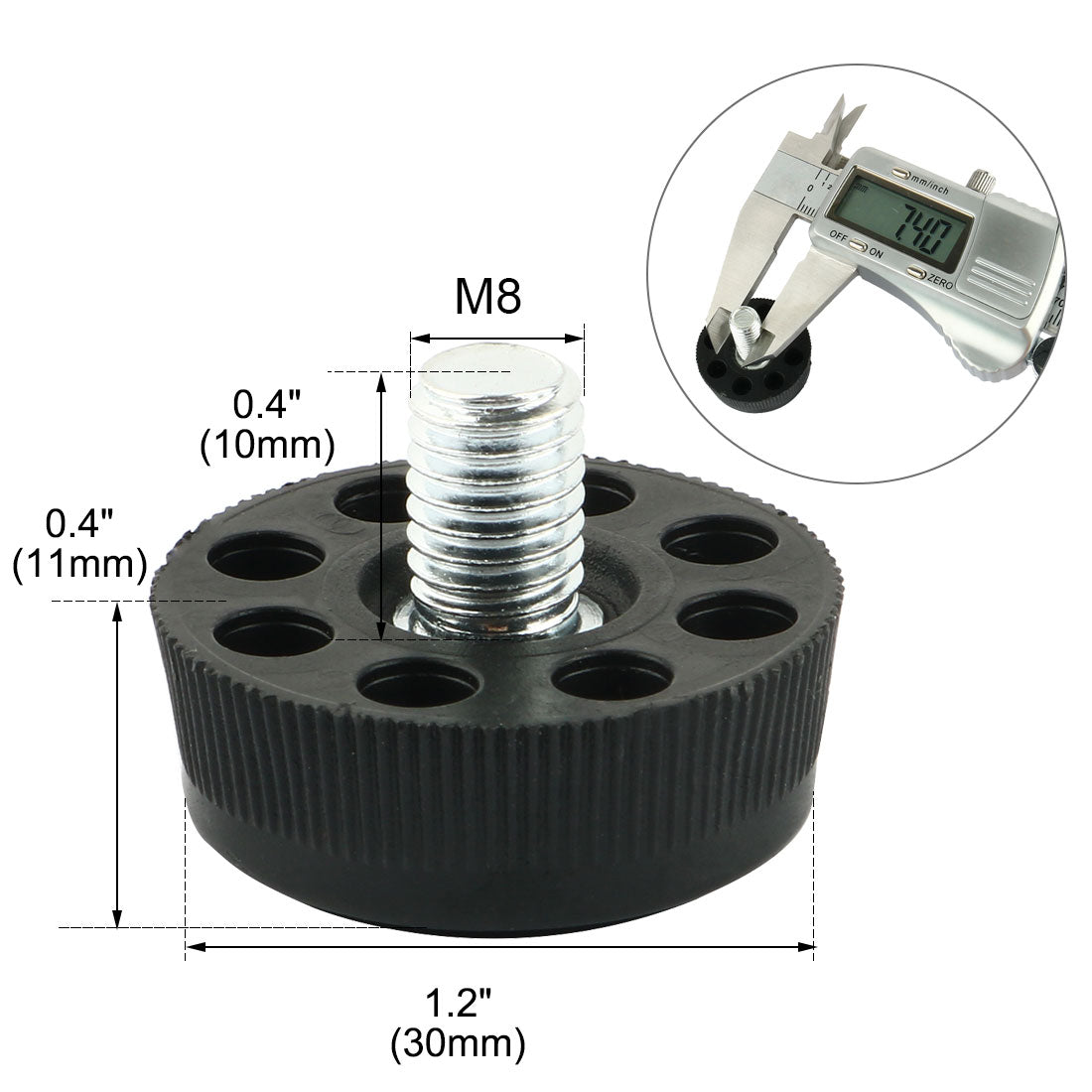 uxcell Uxcell Furniture Table Chair 8 Holes Base Adjustable Leveling Foot Black M8 x 10mm Male Thread 10pcs