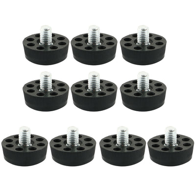 Harfington Uxcell Furniture Table Chair 8 Holes Base Adjustable Leveling Foot Black M8 x 10mm Male Thread 10pcs