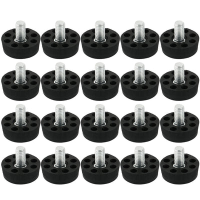 Harfington Uxcell Furniture Table Chair 8 Holes Base Adjustable Leveling Foot Black M8 x 10mm Male Thread 20pcs