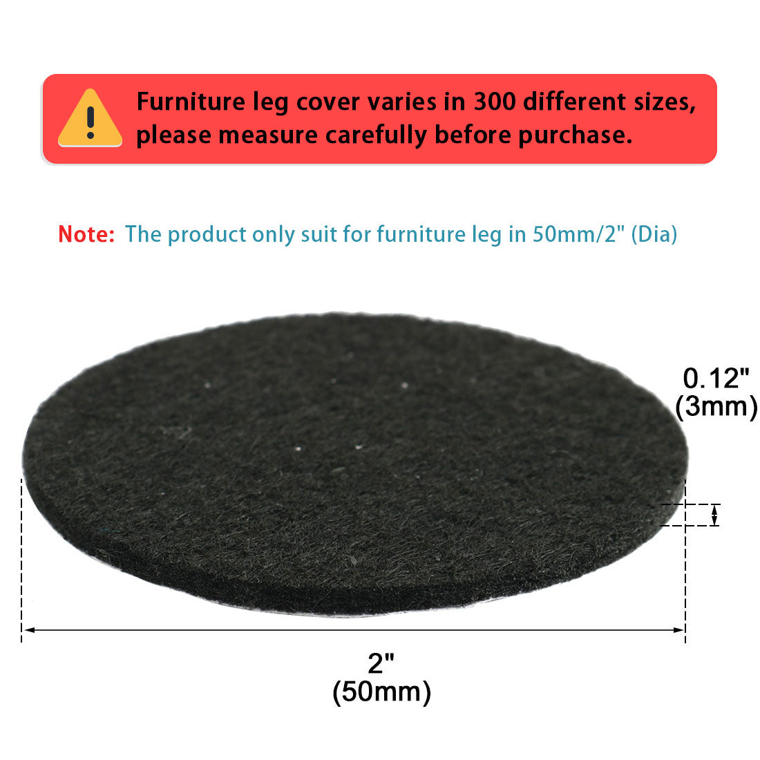 uxcell Uxcell Houseware Self Stick Surfaces Protector Furniture Felt Cushions Pads Mats Black 50mm 10pcs