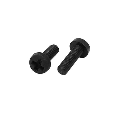 Harfington Uxcell M2.5x8mm Phillips Round Head Nylon Machine Screw Bolt Fastener Black 100pcs