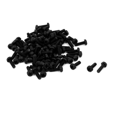 Harfington Uxcell M2.5x8mm Phillips Round Head Nylon Machine Screw Bolt Fastener Black 100pcs