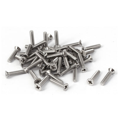 Harfington Uxcell 50 Pcs M2.5x12mm 316 Stainless Steel Flat Head Phillips Machine Screws Fasteners