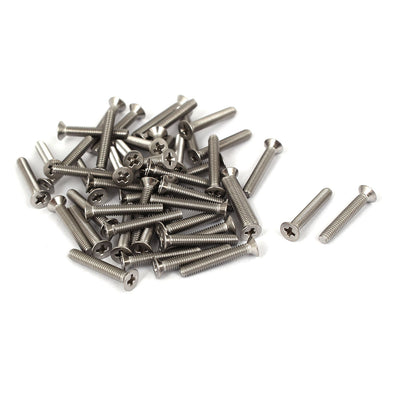 Harfington Uxcell 50 Pcs M2.5x16mm 316 Stainless Steel Flat Head Phillips Machine Screws Fasteners