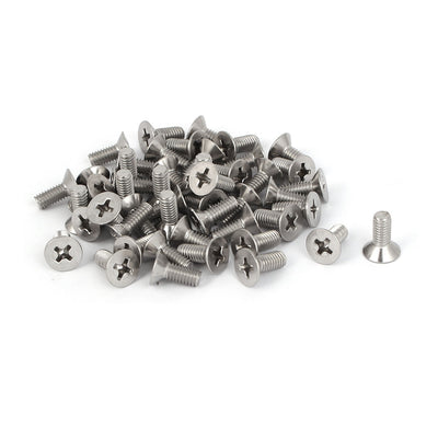 Harfington Uxcell 50 Pcs M4x10mm 316 Stainless Steel Flat Head Phillips Machine Screws Bolts