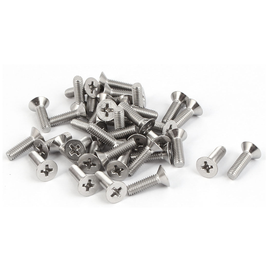 uxcell Uxcell 40 Pcs M4x14mm 316 Stainless Steel Flat Head Phillips Machine Screws Silver Tone