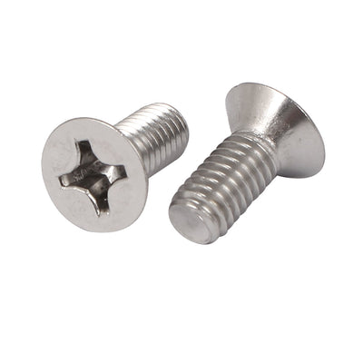 Harfington Uxcell 15 Pcs M6x14mm 316 Stainless Steel Phillips Machine Screws Bolts Silver Tone