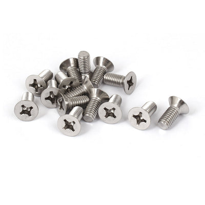 Harfington Uxcell 15 Pcs M6x14mm 316 Stainless Steel Phillips Machine Screws Bolts Silver Tone