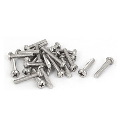 Harfington Uxcell 25 Pcs M4x22mm 316 Stainless Steel Phillips Pan Head Machine Screws Silver Tone