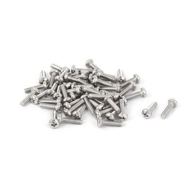 Harfington Uxcell 50 Pcs M1.6x6mm 316 Stainless Steel Phillips Pan Head Machine Screws Silver Tone