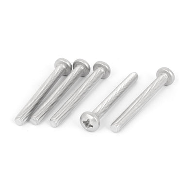 Harfington Uxcell 5 Pcs M6x55mm 316 Stainless Steel Phillips Pan Head Machine Screws Silver Tone